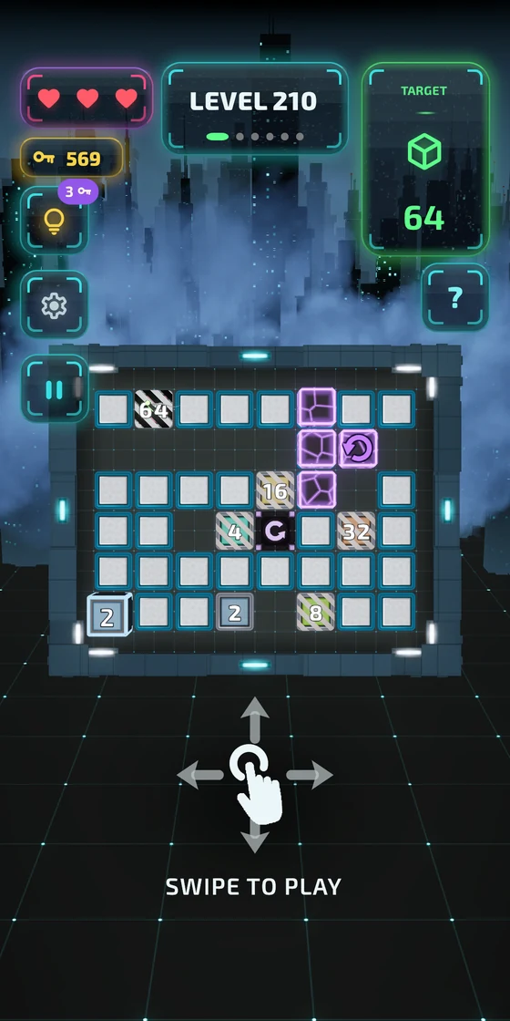 Level 210: rotating obstacles blocking the path to the target
